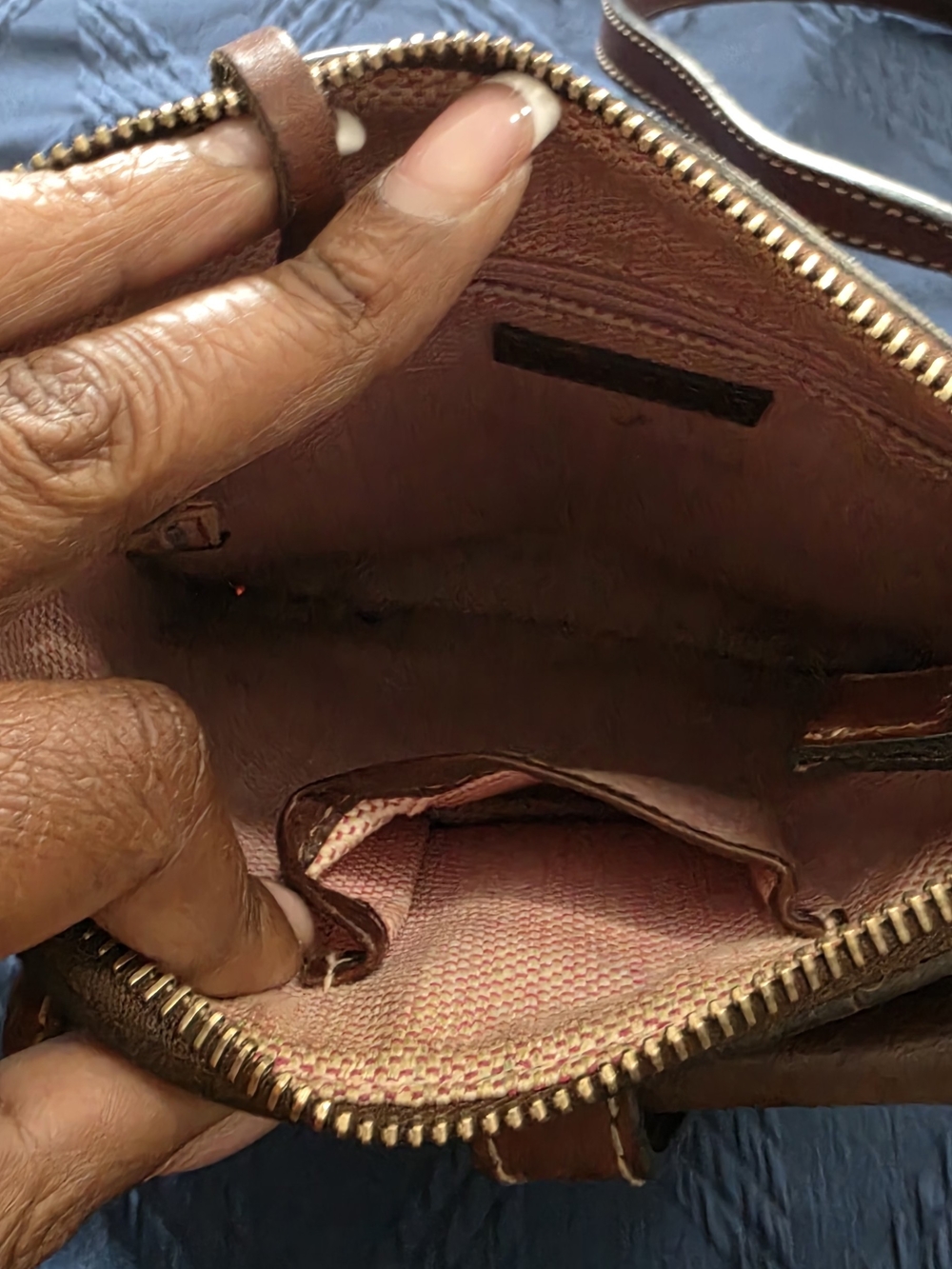 Dooney & Bourke Brown Leather Wristlet Clutch with Gold Hardware